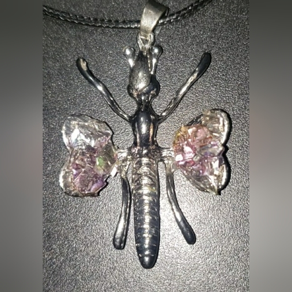 Handcrafted Bismuth Dragonfly Pendant - Picture 7 of 10